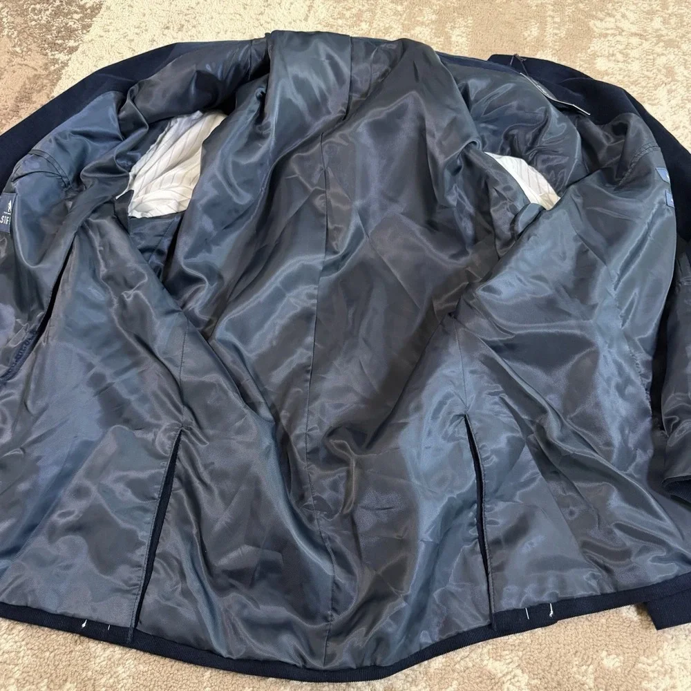 Stafford Blazer Jacket Mens 52R Corduroy Sport Coat Big And Tall Blue Elbow
